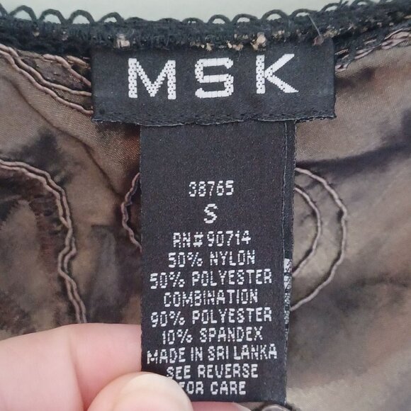 MSK Midi Skirt Womens Small Green Fairycore Grunge Embroidered Mixed Media Satin - Picture 4 of 8